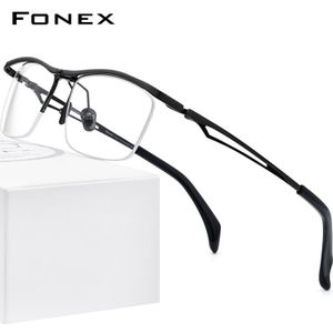 Fonex 180 ° Flip Titanium Brilmontuur Mannen 2022 Semi Randloze Vierkante Recept Brillen Half Optische Eyewear F8044