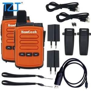 Tzt 2Pcs Hamgeek Mini9300 8W 16CH Mini Walkie Talkie 1-10Km Vhf Uhf Transceiver Zwart/oranje Voor Hotel Fabriek