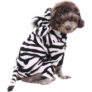 Hond Halloween Cosplay Kostuums Grappige Winter Zwart-wit Zebra Afbeelding Vier Been Flanel Veranderende Kleding #8