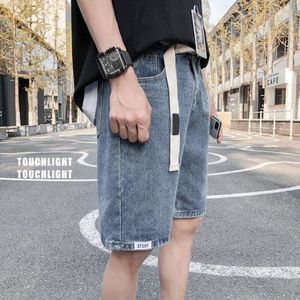 Mannen Casual Shorts Denim Broek Losse Rechte Blue Solid Zomer Bodems Student Streetwear Mannelijke Koreaanse Stijl Ulzzang Retro