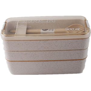 Lunchbox 900Ml Draagbare Gezonde Materiaal 3 Layer Tarwe Stro Bento Dozen Magnetron Servies Voedsel Opslag Container Foodbox