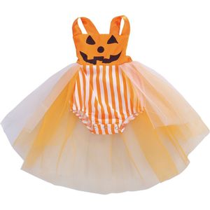 0-24M Halloween Baby Meisjes Rompertjes Kleding Cartoon Print Mouwloze Riem Kant Tutu Jurk Jumpsuits