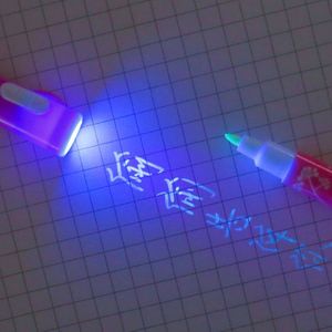 Magic 2 In 1 Uv Led Licht Ultra Violet Zaklamp Marker Tekening Penlight Markeerstift Onzichtbare Inkt Pen School Kantoorbenodigdheden