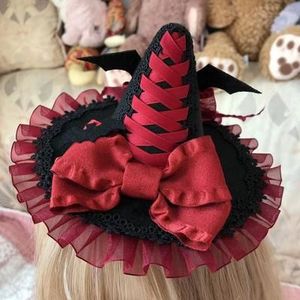 Heksenhoed Halloween Vleermuis Thee Party Cap Hoofdtooi Lolita Haarspeld Japanse Cosplay Halloween Heks Hoed Vrouwen Top Hoed Vleermuis vleugels