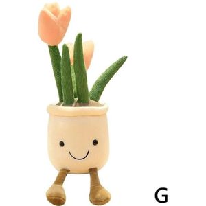 1Pc Lachend Gezicht Succulent Tulp Groene Plant Ornamenten Pop Balkon Decoratie Knuffel Pop Creatieve Ingemaakte Bloemen