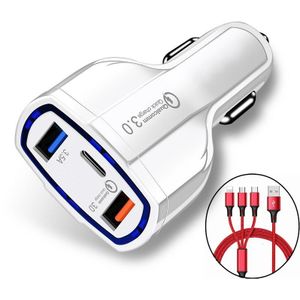 Autolader Universele 2 Usb Snel Opladen 3.0 Met Type-C Usb Snel Opladen Voor Iphone X 8 Puls xs Xr Samsung Xiaomi Autolader