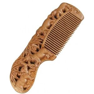 Handgemaakte Bericht Kam Natuurlijke Perzik Houten Kam Olifant Carving Anti Statische Spa Bericht Kam Hair Styling Tool