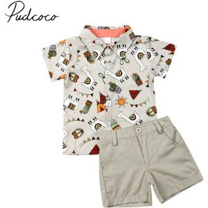 Baby Zomer Kleding Peuter Kids Baby Boy Alpaca Tops Shirt + Shorts Bottoms Gentleman Outfits Kleding 2 Stuks Set 1-5T