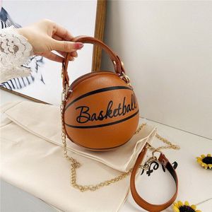 Kleine Persoonlijkheid Basketbal Hand Tas Mode Vrouwen Kettingen Handtas Creatieve Brief Schouder Messenger Bag Vrouwelijke Mini Ronde Tote