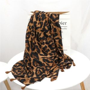 2022 Vrouwen Brand Leopard Dot Kwastje Viscose Shawl Sjaal Dames Print Soft Warmer Wrap Pashmina Sjaal Moslim Hijab Snood