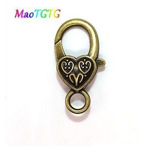 10 stks/partij Tibetaanse Stijl Hart Karabijnsluiting Voor Sieraden Maken Retro Hart Karabijnsluiting Sieraden Bevindingen