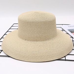 Maxsiti U Zomer Hepburn Stijl Vintage Strooien Hoed Vrouwen Meisjes Effen Kleur Strand Grote Zon Cap