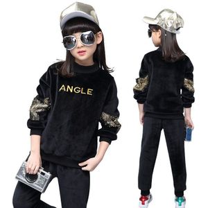 Детские Костюмы Mode Lente Herfst Meisjes Kleding Set Lange Mouw Letters Geborduurd 2 Stuks Zwart Halloween Meisje Kostuum