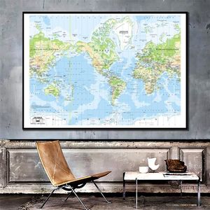 De Wereldkaart Mercator Projectie 150X225 Cm Vinyl Spray Schilderen Kaart Zonder Nationale Vlag