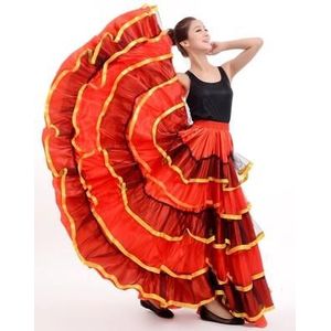 Flamenco rok Dames Spaanse Flamenco Fancy Dress Dance Rok Senorita Rumba Salsa Kostuum