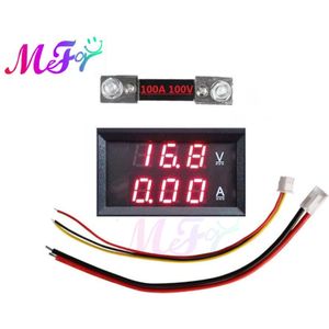 1 Paar Dc Voltmeter + 70mv Shunt Dc 100V 100A Voltmeter Amperemeter Blauw + Rood Led Amp Dual Digitale volt Meter Gauge Met 2pin Kabel