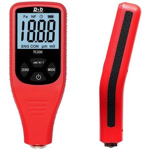 R &amp; D TC200 Laagdiktemeter 0.1um/0-1500 Auto Verf Laagdikte Tester Meten Fe/Nfe Russische Handleiding Verf Te Rood