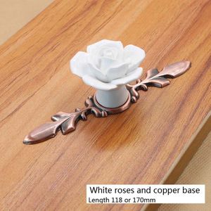 6.7 ""Keramische Bloem Rose Lade Knoppen Zinklegering Landelijk Kabinet Kast handvatten 40mm diameter Furniture Hardware