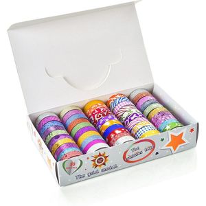 50 STUKS Glitter Washi Tape Briefpapier Scrapbooking Decoratieve Plakband DIY Kleur Masking Tape Schoolbenodigdheden Papeleria