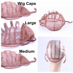 HARMONIE 10 Stuks lijmloze pruik cap voor het maken van pruiken met verstelbare riem voor weave pruik vrouwen haarnetjes cap (medium, grote)