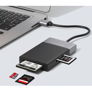 6 In 1 High Speed Memory Card Reader Usb 3.0 2 Port Hub Adapter Aluminium Legering Shell Pvc Draad Reader voor Xqd/Cf/Sd/Tf