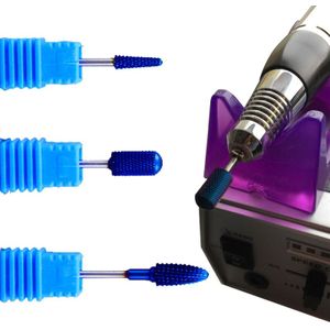 Yzwle 3 Soorten Blauwe Wolfraam Carbide Bramen Nano Coating Nail Boor Metalen Bits Voor Manicure Elektrische Nagel Boor Accessoires
