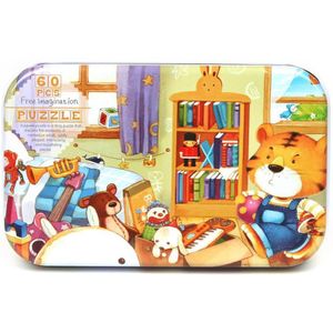 60 Pcs Houten Puzzels Voor Kinderen Kinderen Ontwikkeling Speelgoed Beste Cadeau Cartoon Beeld Dier Jigsaw Doos Baby Vroege Educatief Speelgoed