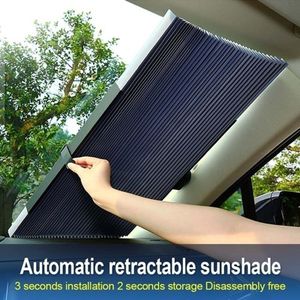 1Pc Auto Retractable Voorruit Zonnescherm Block Zonnescherm Cover Venster Folie Gordijn Voor Solar Uv Beschermen Auto Accessoires 115*46Cm