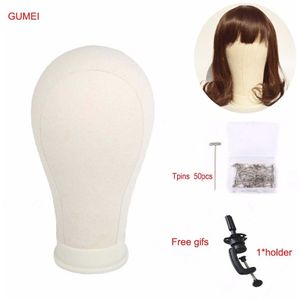 21 &quot;/22&quot;/23 &quot;/24&quot;/25&#39;&#39;Block Canvas Hoofd Voor Haarverlenging Kant Pruiken maken Display Styling Pruik Stand Mannequin Hoofd