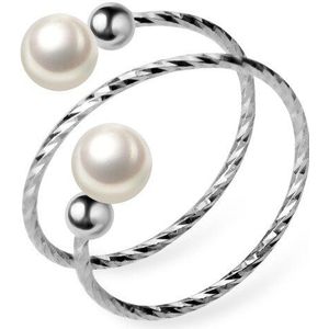 Inzatt Real 925% Sterling Zilver Minimalistische Parel Spiraal Ring Voor Vrouwen Verjaardagsfeestje Klassieke Fijne Sieraden Accessoires