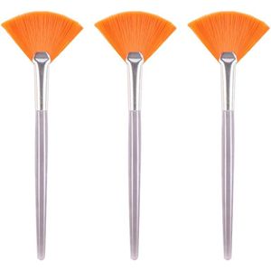 3Pcs Praktische Facial Borstels Fan Make-Up Kwasten Soft Draagbare Masker Borstels Cosmetische Gereedschap Voor Vrouwen Dames Meisjes (Geel)