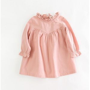 Baby meisje met lange mouwen jurk kinderen lente katoen linnen jurk vintage Losse shirt jurken kids blouse herfst kleding