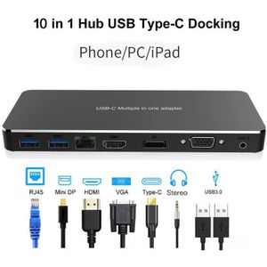 Multi Usb Type C Naar Hdmi Adapter USB-C Hdmi Vga Dp RJ45 3.5 Mm Jack Pd Lading Adapter Dock Converter voor Macbook Huawei Mate 10