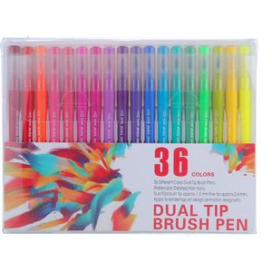 12/24/36/48/72/100Pcs Kleuren Fineliner Dual Tip Brush Pen Tekening Schilderen aquarel Manga Art Copic Marker Pen Schoolbenodigdheden