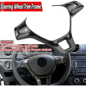 Carbon Fiber Look Auto Stuurwiel Trim Frame Cover Decoratie Sticker Voor Volkswagen Vw Golf Gti MK7 MK6 MK5