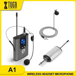 SP UHF Draadloos Systeem met Headset Microfoon/Lavalier Revers Microfoons & Bodypack Zenders en Een Mini Oplaadbare Receiver1/ 4 ""output