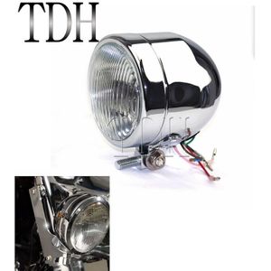 Motorcycle Chrome Retro Koplamp HS1 12V 35W Koplamp Dual Sport Dirt Bike Voor Dr Rm 250 CB600 CB900F KLX450 KLX250