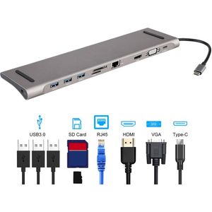 6 In 1 Usb Type C Hub Hdmi Pd Power Levering Poort 4 Usb 3.0 Poorten Usb C Hub Adapter voor Mac Book Pro Thunderbolt 4 Usb Lader