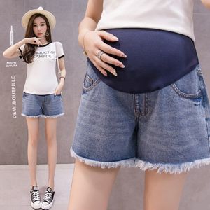 8822 Zomer Chic Wijde Pijpen Losse Denim Moederschap Shorts Katoen Elastische Buik Korte Jeans Voor Zwangere Vrouwen zwangerschap