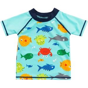 Wishere Zomer Vis Gedrukt Zwemmers Badmode Korte Mouw Rash Guard Shirts Baby Meisje Zwemkleding Kids &#39;UPF50 + Zon Shirts