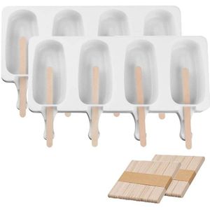 2 Pcs Siliconen Sicle Mallen Bakken Mini Zelfgemaakte Ijs Bar Cakesicle Mold Met 100 Houten Stokken