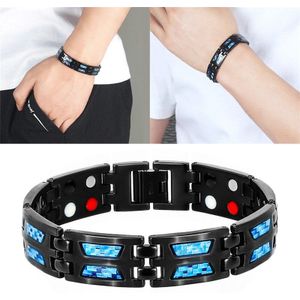 Afslanken Armband Dubbele Rij Negatieve Ion Germanium Blauw Armband Voor Man Titanium Carbon Fiber Armbanden Armbanden Verlies Gewicht
