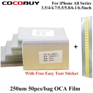 250um 50 Stks/partij Oca Optical Clear Adhesive Voor Iphone 4 5 6 6 S 7 8 Plus X Xs Max xr Oca Film Lcd Lamineren Oca Lijm