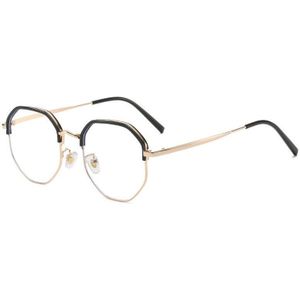 Classic Anti Blauw Licht Brillen Vrouwen Mannen Polygon Brilmontuur Computer Brillen Metalen Halve Frames Clear Lens Bril