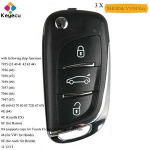 Keyecu 3 Stks/partij Xhorse Ds Stijl Super Universele Afstandsbediening Autosleutel Met Chip Functie Met 3 Btns-Fob Voor vvdi Afstandsbediening Sleutel Tool