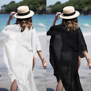 Solid Vrouwen Open Voorzijde Kimono Beach Badpak Cover Up Shirt Blouse Top Cover Ups Dress