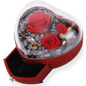 Handgemaakte Forever Rose Sieraden Geschenkdoos Onsterfelijke Bewaard Blossom Bloemen Case Romantische Voor Valentijnsdag/Verjaardag