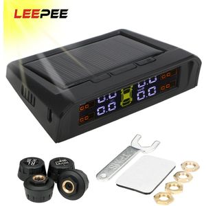 Leepee Zonne-energie Tpms Auto Bandenspanning Alarm Monitor System Auto Alarmsystemen Bandenspanning Temperatuur Waarschuwing