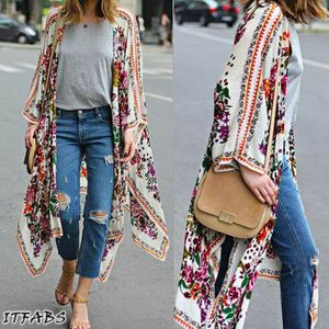 Zomer vrouwen Losse Blouse Zomer Casual Boho Chiffon Jas Sjaal Kimono Vest Tops