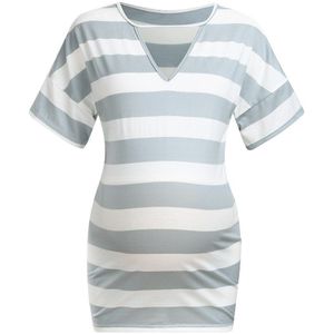 Blouse Zwangere Vrouwen Streep T-shirt Tops Zomer Moederschap V-hals Korte Mouw Cartoon Print Top Vrouw Zwangerschap Kleding